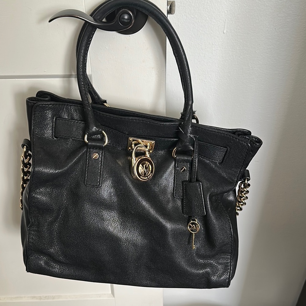 Michael Kors Black Leather Tote Bag